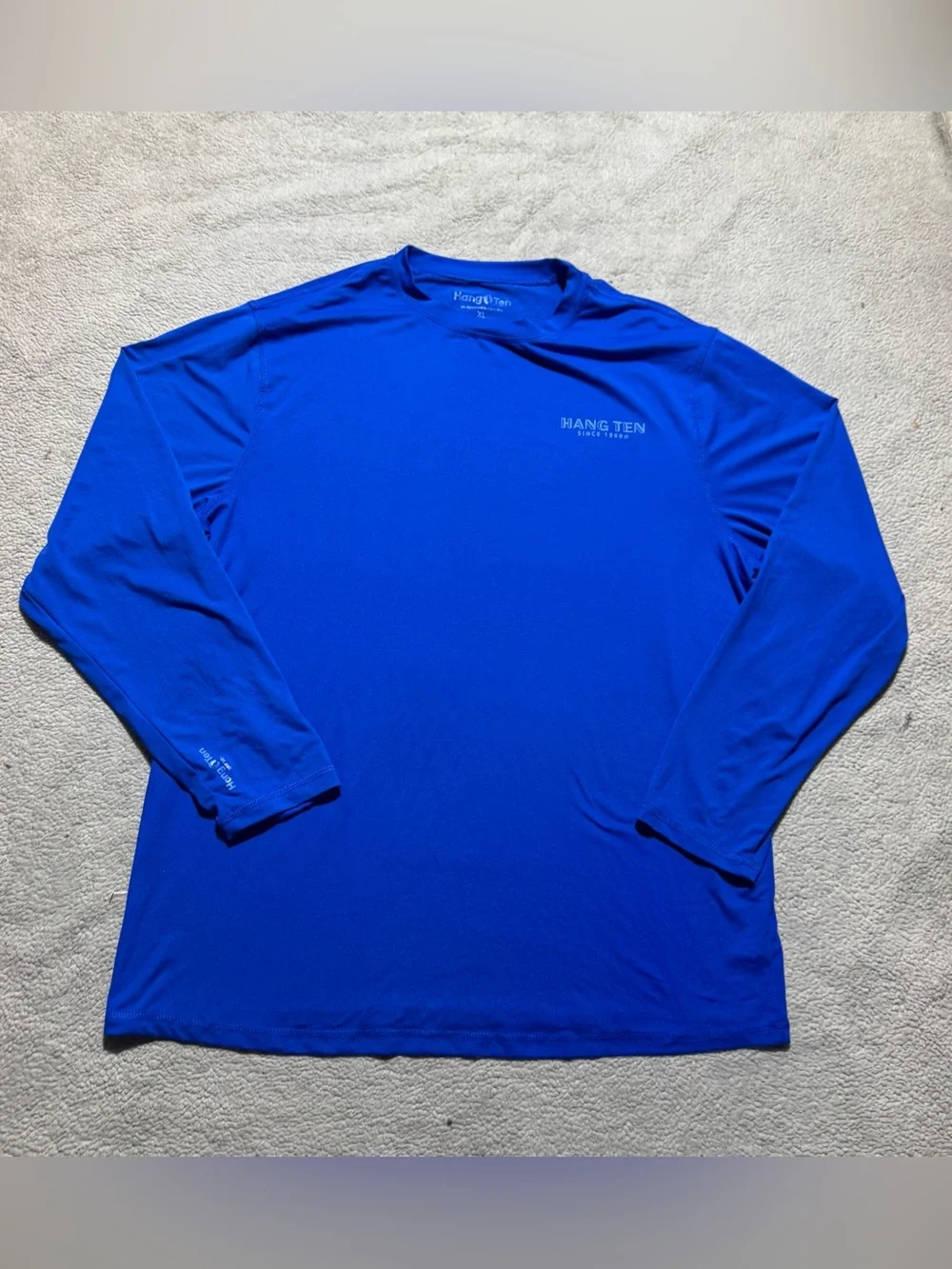 Hang Ten Shirt Mens XL Blue Long Sleeve UV Protection UPF 50+ Crew Neck Summer